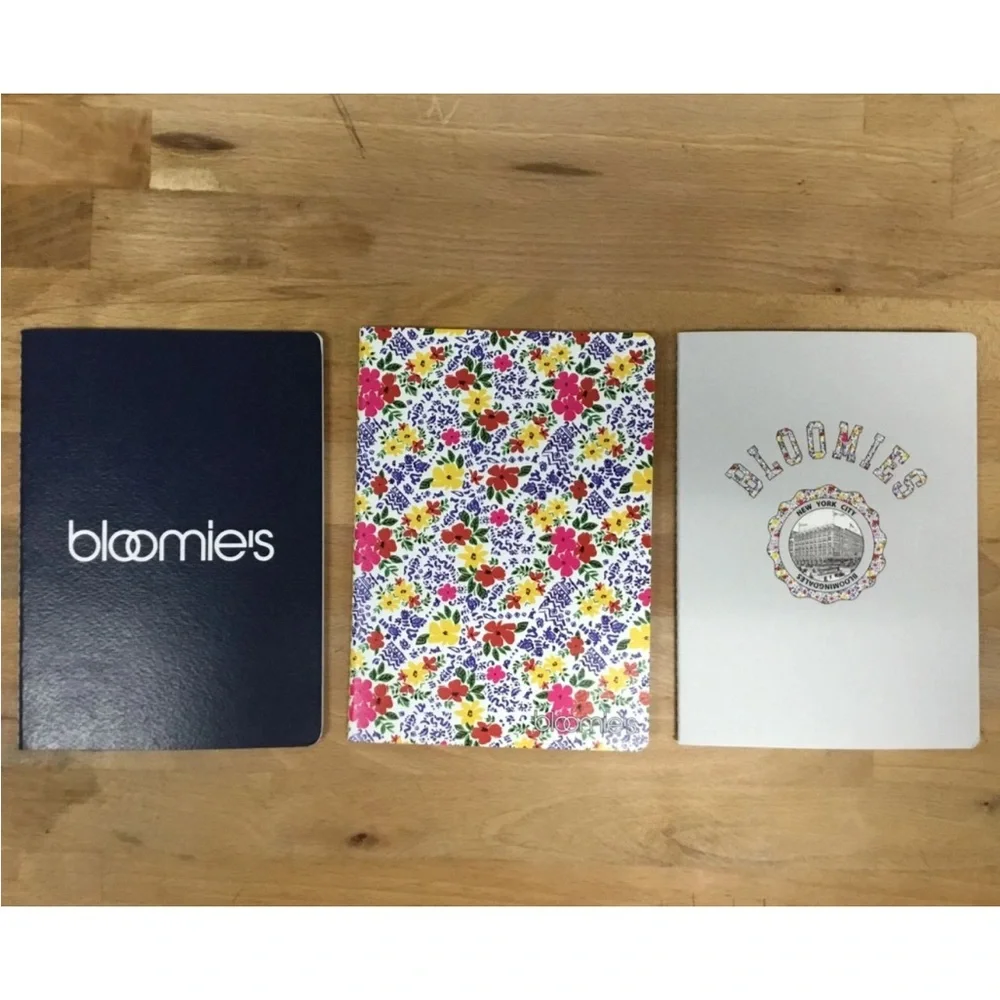 NWT Bloomingdale’s Bloomies Notebook 2 Sets of  3 - Floral Crest & Black Cheetah